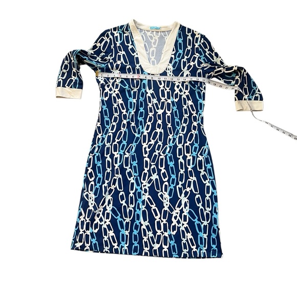 J. McLaughlin Blue Chainlink Gisele Catalina Cloth Dress Sz M - Picture 8 of 10